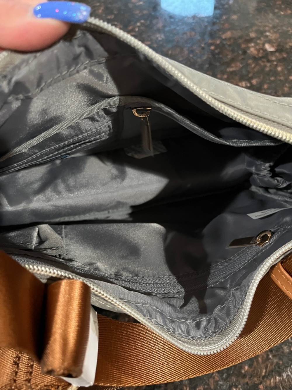 Nordace Gray Crossbody with Brown Trim NWT - Picture 6 of 8